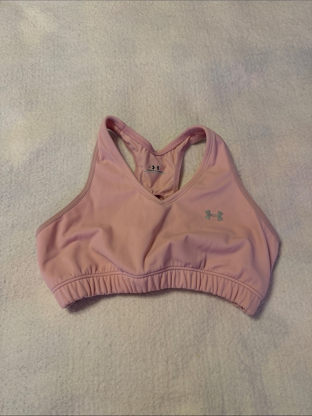 Under Armour Light Pink Racerback Sports Bra with Elastic Underband